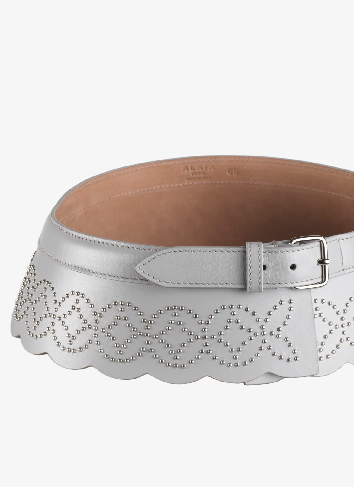 Calfskin Corset Belt ALAÏA LIGHT GRAY CALFSKIN CORSET BELT